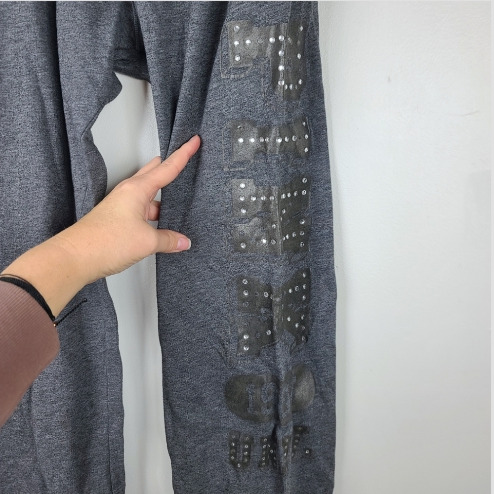 Vtg Y2K 2000 VS Pink 1986 University Gray Rhinestone Loungepants Sweatpants XS - Picture 6 of 16